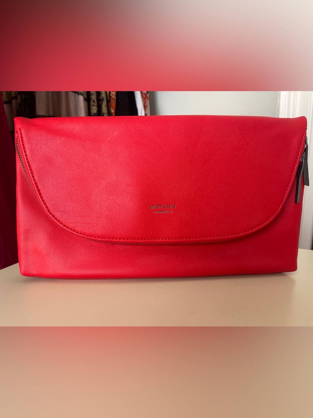 Matt & Nat Bright Red Leather Clutch
